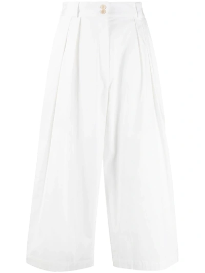 Shop Etro Cropped Wide-leg Trousers In White