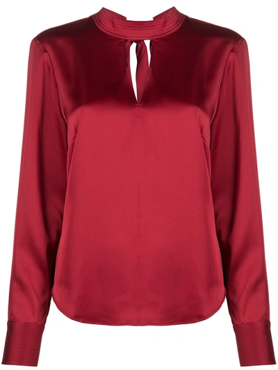 Shop Dkny High-neck Long-sleeve Blouse In Red