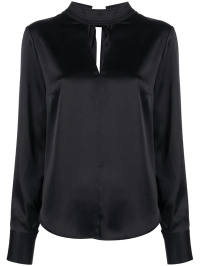 Shop Dkny High-neck Long-sleeve Blouse In Black