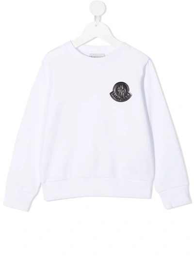 Shop Moncler Cotton Embossed-logo Sweatshirt In White