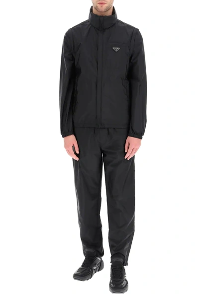 Shop Prada Jogger Trousers In Re-nylon Gabardine In Black