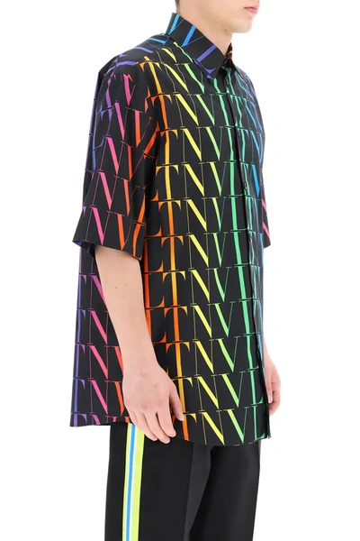 Shop Valentino Vltn Times Multicolor Shirt In Black,orange,green