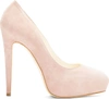BRIAN ATWOOD Nude Suede Platform Obsession Pumps