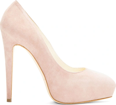 Brian Atwood Nude Suede Platform Obsession Pumps