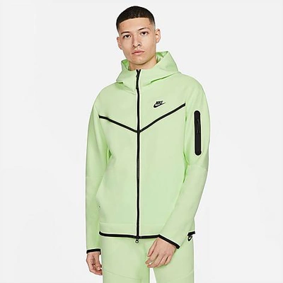 Shop Nike Men's Sportswear Tech Fleece Taped Full-zip Hoodie In Light Liquid Lime/black