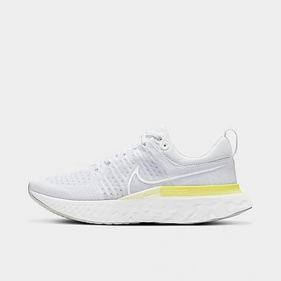 Shop Nike Women's React Infinity Run Flyknit 2 Running Shoes In White/white/platinum Tint/light Citron