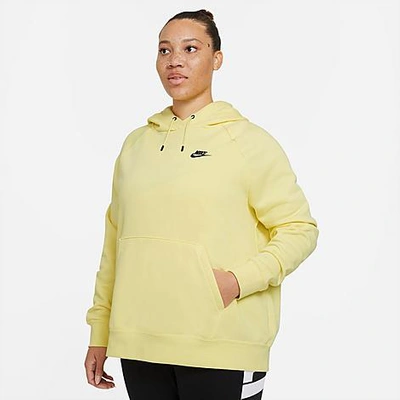 Shop Nike Women's Sportswear Essential Hoodie (plus Size) In Light Zitron/black