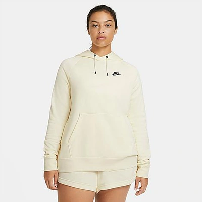 Shop Nike Women's Sportswear Essential Hoodie (plus Size) In Coconut Milk/black