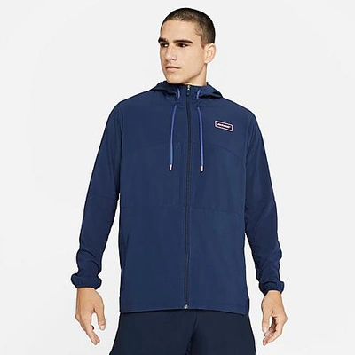 Shop Nike Men's Sport Clash Jacket In Midnight Navy/sunset Pulse