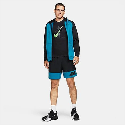 Shop Nike Men's Sport Clash Shorts In Black/green Abyss/mean Green