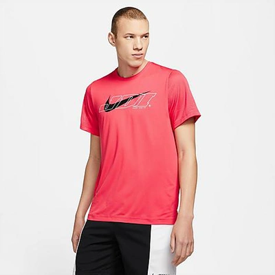 Shop Nike Men's Sport Clash Mesh T-shirt In Light Fusion Red/black