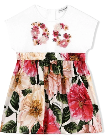 Shop Dolce & Gabbana Floral Print Dress In White