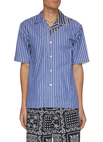 Shop Sacai Patchwork Collar Striped Cotton Poplin Shirt In Multi-colour