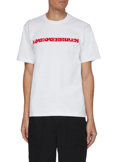 Shop Sacai Love Over Rules Slogan T-shirt In White