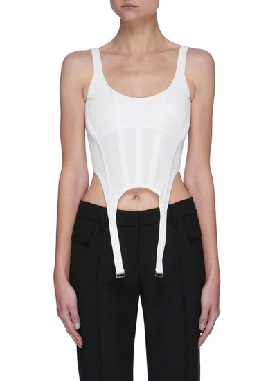 Shop Dion Lee Rib Knit Combat Jersey Corset In White