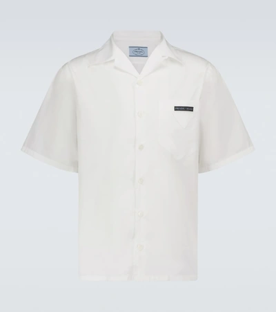 Shop Prada Cotton Poplin Bowling Shirt In White