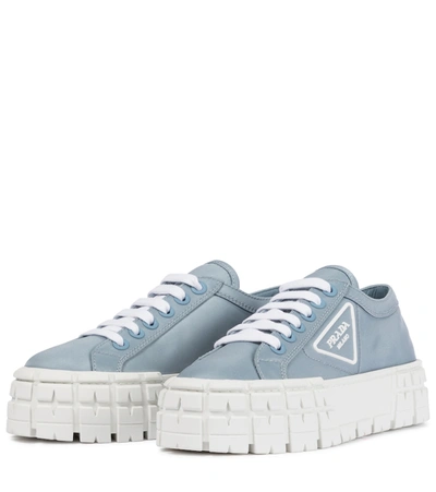 Shop Prada Wheel Gabardine Sneakers In Blue