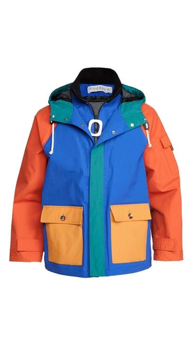 Shop Jw Anderson Jwa Puller Hooded Jacket In Red/blue