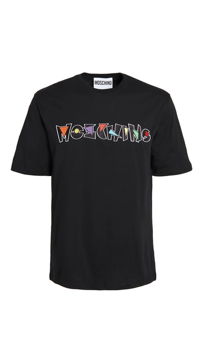 Shop Moschino Fantasy Logo Tee Shirt In Fantasy Print Black
