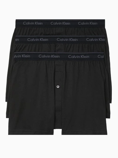 Shop Calvin Klein Cotton Classics Knit Boxers 3-pack In Black