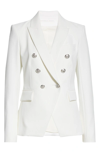 Shop Veronica Beard Miller Double Breasted Dickey Blazer In Off-white