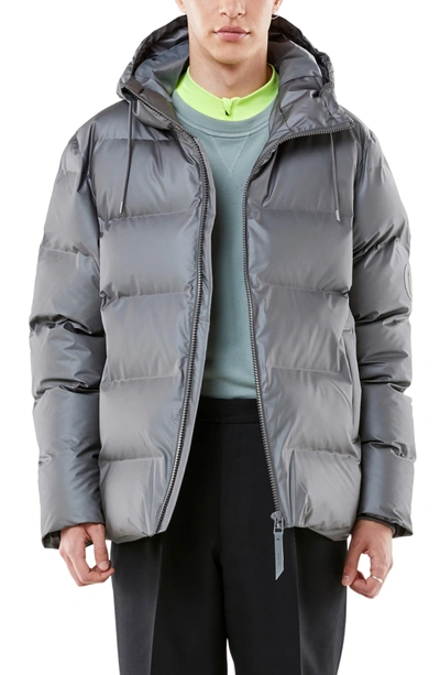 Shop Rains Waterproof Hooded Puffer Jacket In Metallic Charcoal