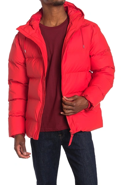 Shop Rains Waterproof Hooded Puffer Jacket In Red