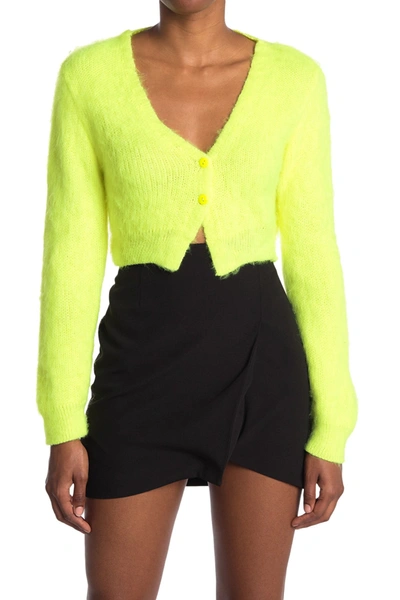 Shop Abound Button Front Cropped Cardigan In Green Limecream