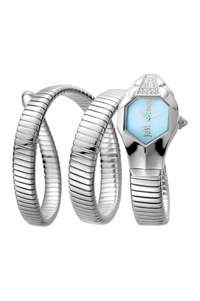 Shop Just Cavalli Women's Glam Chic Quartz Wraparound Bracelet Watch In Silver