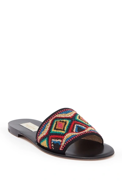Shop Valentino Seed Bead Slide Sandal In Multicolor/nero