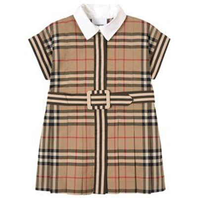 Shop Burberry Beige Vintage Check Dress In Blue