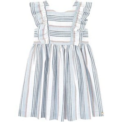 Shop Tartine Et Chocolat White Striped Dress In Blue