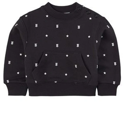 Shop Burberry Black Star And Monogram Motif Sweatshirt In Blue