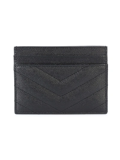 Shop Saint Laurent Monogram Leather Credit Card Holder In Black