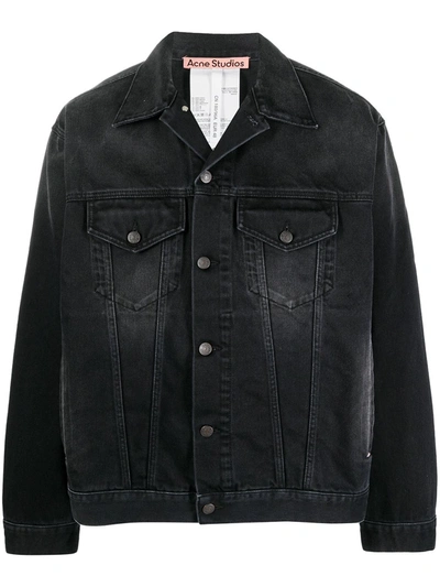 Shop Acne Studios Washed Denim Jacket In Black