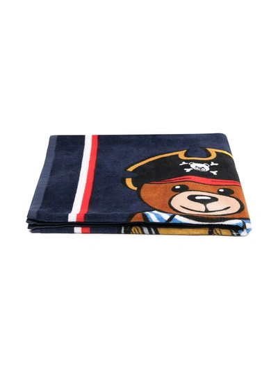 Shop Moschino Pirate Teddy Towel In Blue