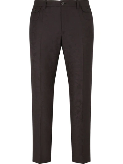 Shop Dolce & Gabbana Jacquard-pattern Cropped Trousers In Black