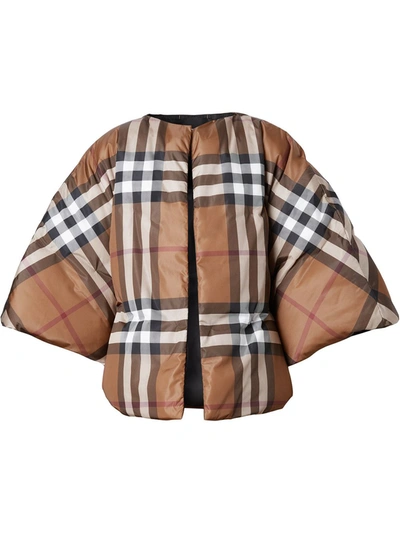 Shop Burberry Vintage Check Padded Cape In Brown
