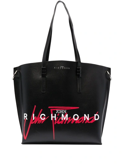 Shop John Richmond Kalispil Logo Print Shopper Tote In Black