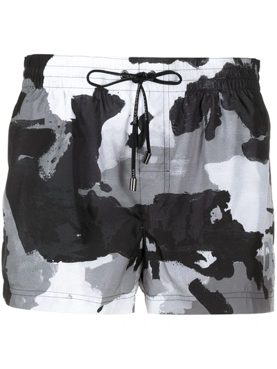 Shop Dolce & Gabbana Camouflage-pattern Swim Shorts In Black ,grey