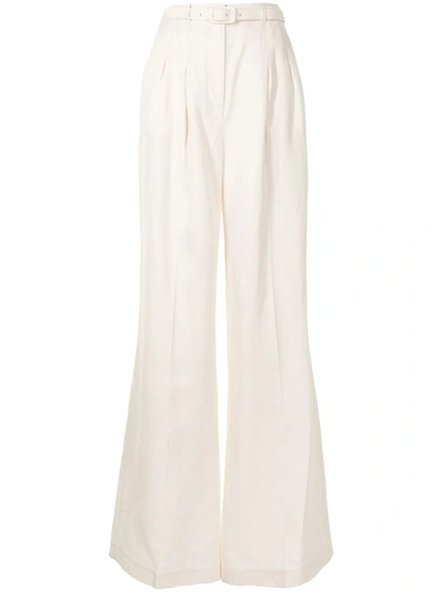 Shop Gabriela Hearst Vargas High-rise Wide-leg Trousers In White
