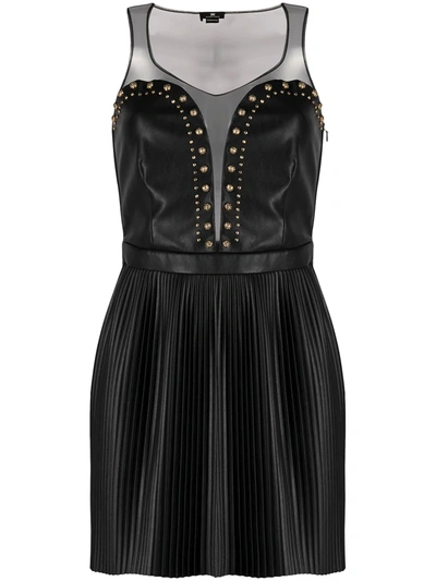 Shop Elisabetta Franchi Sleeveless Studded Mini Dress In Black