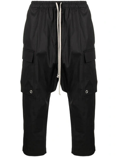 Shop Rick Owens Drawstring Cargo Cropped Trousers In Black