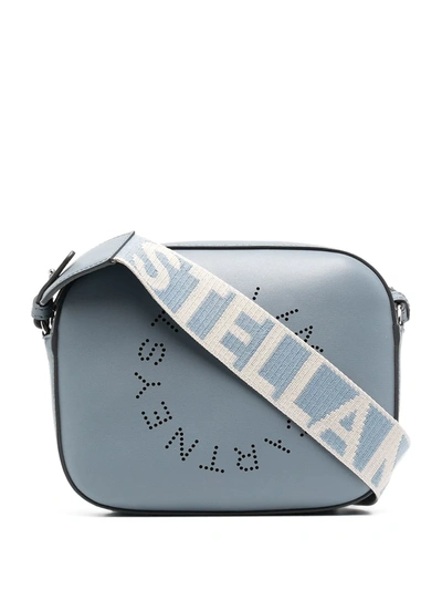 Shop Stella Mccartney Stella Logo Perforated Crossbody Bag In Blue