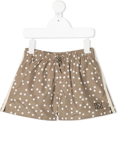 Shop Douuod Polka Dot-print Swim Shorts In Brown