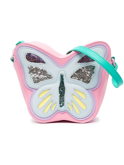 Shop Stella Mccartney Glitter Butterfly Shoulder Bag In Pink
