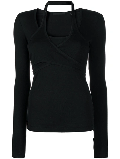 Shop Helmut Lang Multi-strap Jersey T-shirt In Black