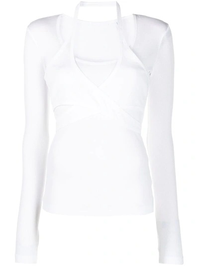 Shop Helmut Lang Cut-detail Fitted Top In White