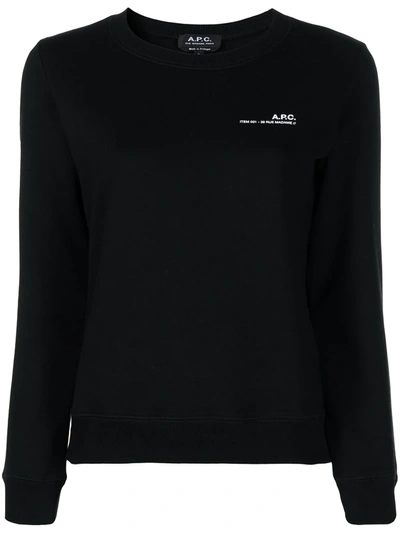 Shop Apc Logo Crew-neck Sweatshirt In Black