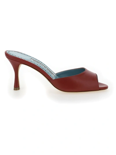 Shop Manolo Blahnik Jada Sandals In Burgundy